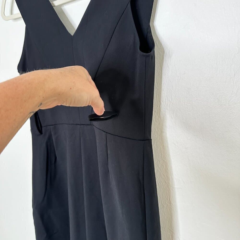 Derek Lam Black Midi Shift Career Dress Front Slit Size 8 - Thumbnail 5