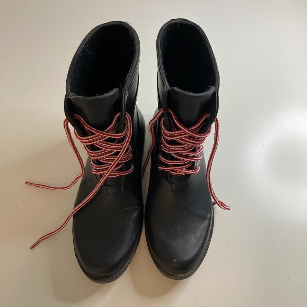 J. Crew Black Lace-up Rain Boots Wellies Size 7 - Thumbnail 3