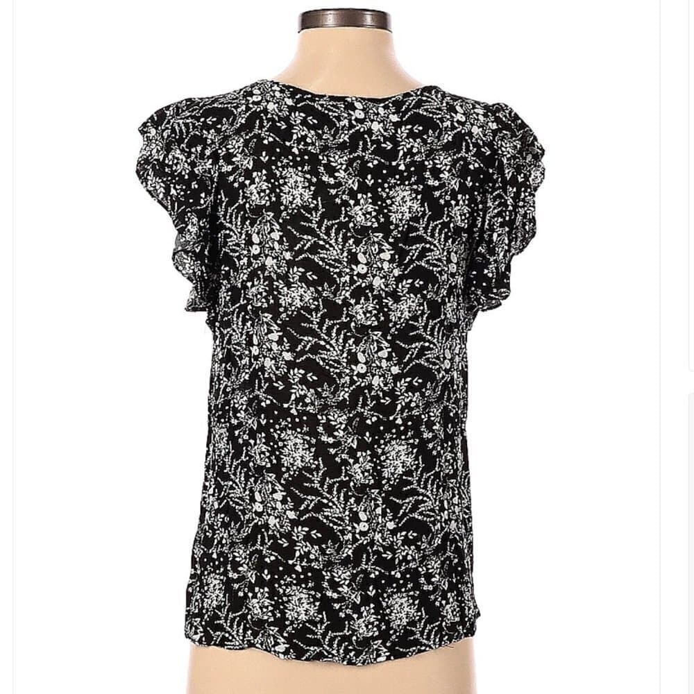 CYNTHIA Rowley Black & White Short Sleeve Blouse Size S - Thumbnail 2