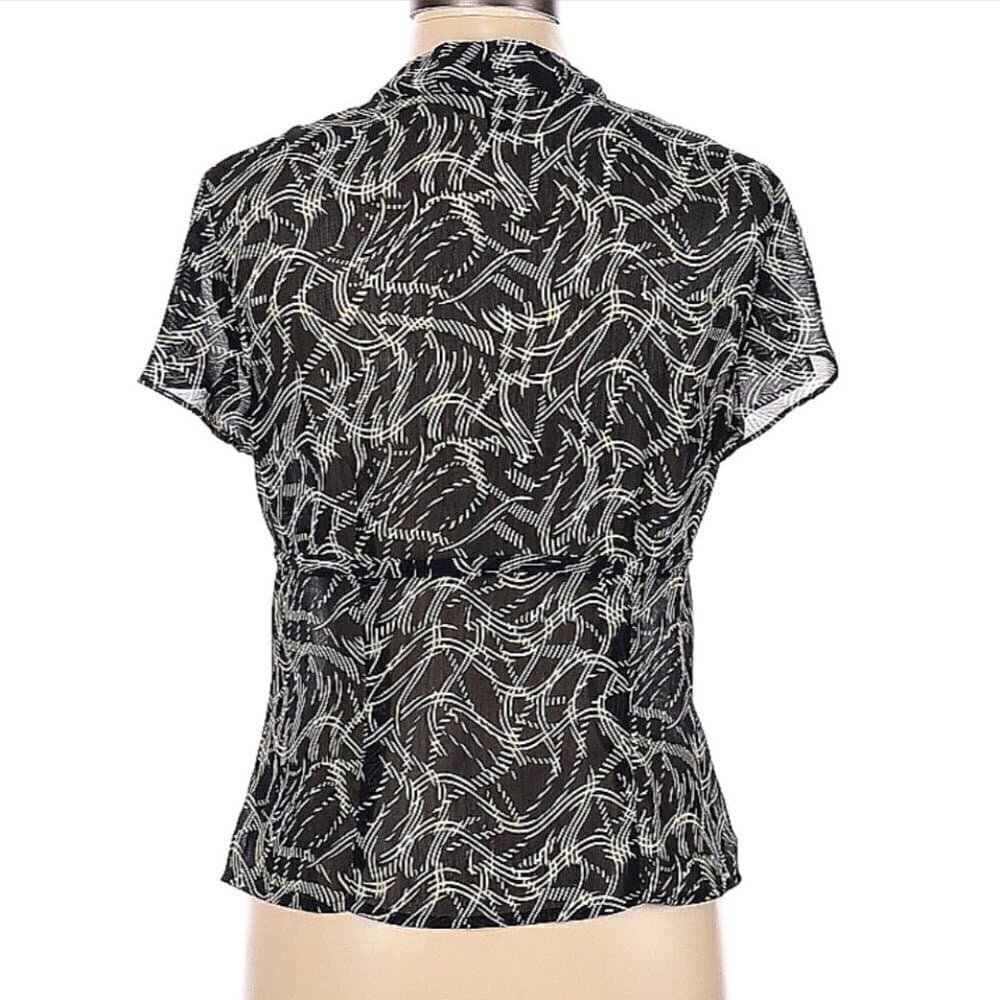 JONES Wear Short Sleeve Sheer Black & White Blouse Size 12 (Petite) - Thumbnail 2