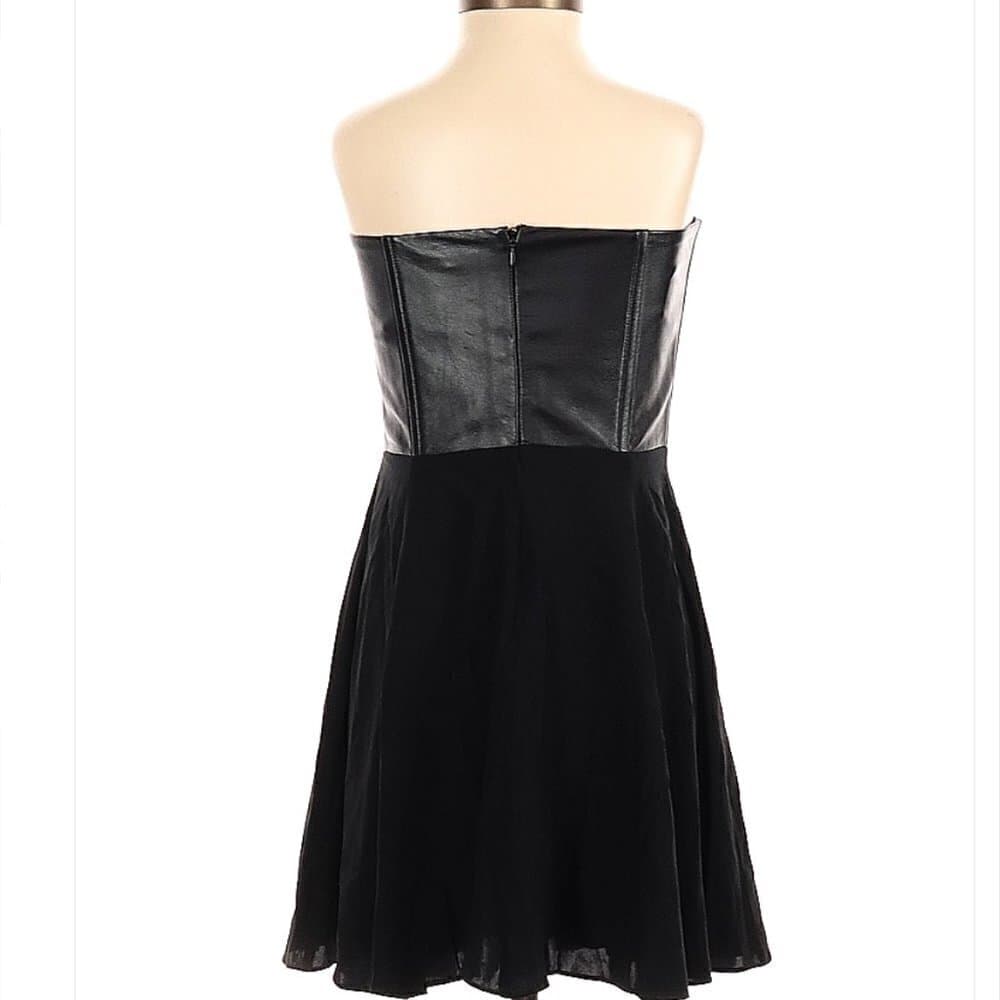 𝅺EMERSON Thorpe Strapless Black Leather & Silk Cocktail Dress Size S - Thumbnail 2