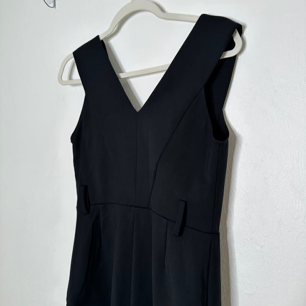 Derek Lam Black Midi Shift Career Dress Front Slit Size 8 - Thumbnail 4