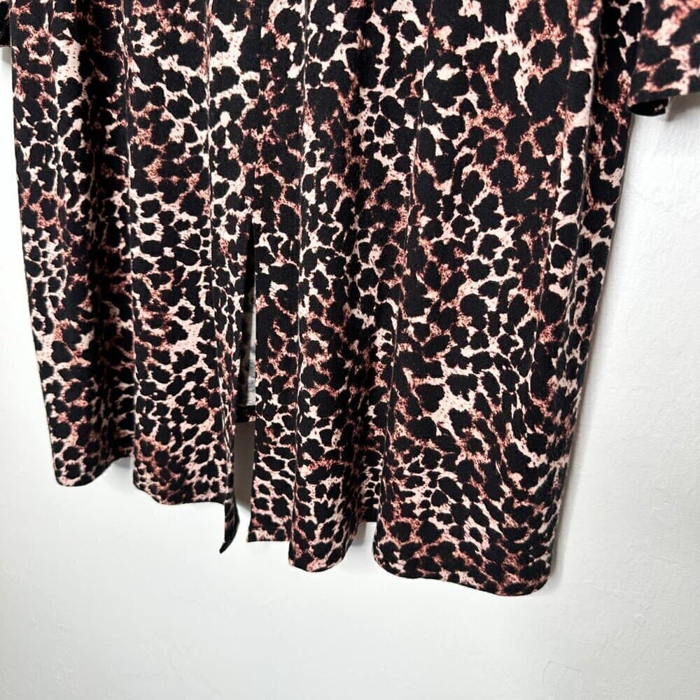 Soma Tunic Top Women XL Brown Soft Jersey Split Back 3/4 Sleeve Animal Print - Thumbnail 4