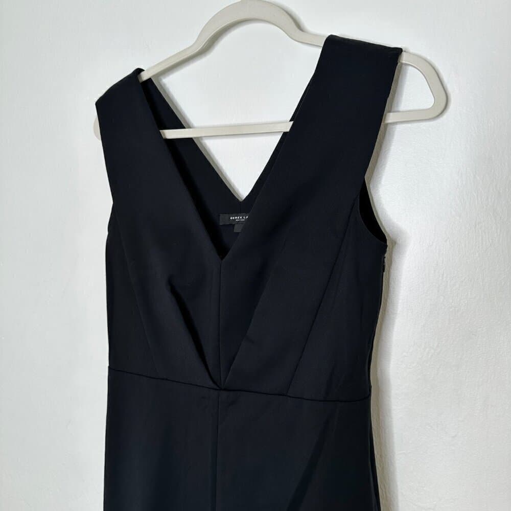 Derek Lam Black Midi Shift Career Dress Front Slit Size 8 - Thumbnail 3