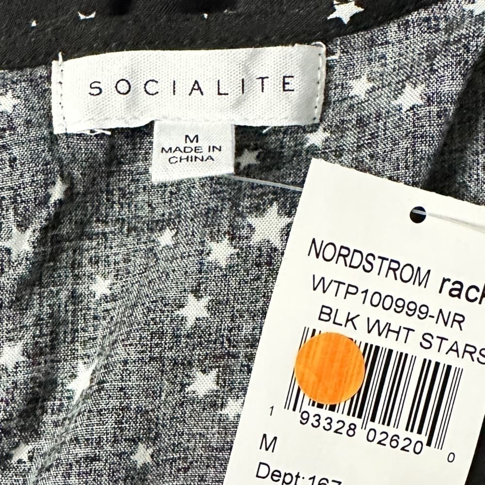 SOCIALITE Flutter Sleeve Star Print Front Tie Blouse - Thumbnail 4