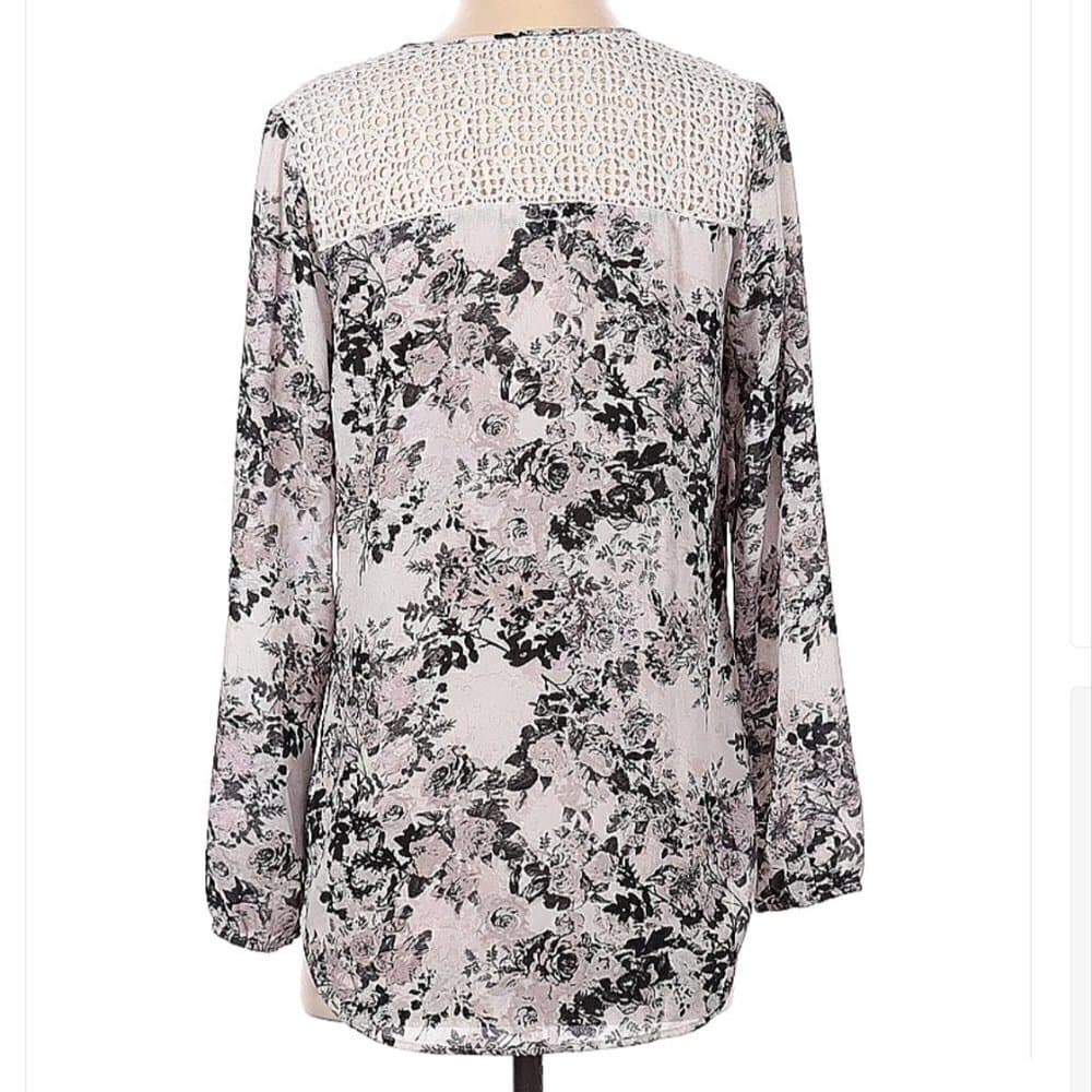 Dr2 Black & White Lightweight Long Sleeve Blouse Size S (Petite) - Thumbnail 3