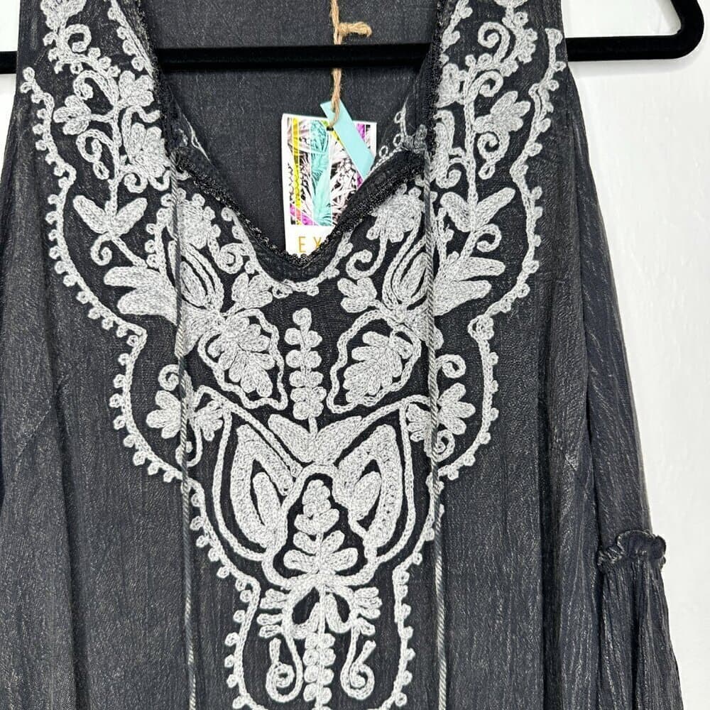 Exist Boho V-Neck Cold Shoulder Festival Mini Dress Size S NEW - Thumbnail 2