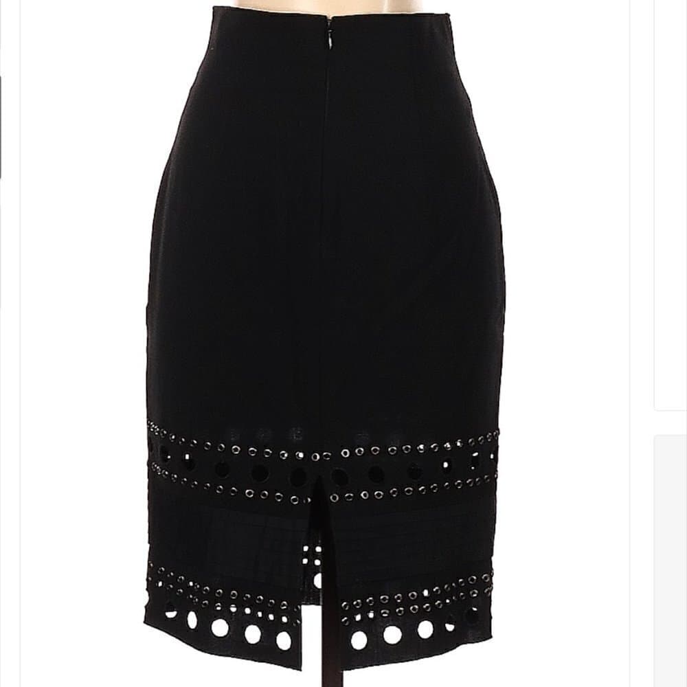 Catherine Malandrino Black Pencil Wool Skirt Size 2 - Thumbnail 2