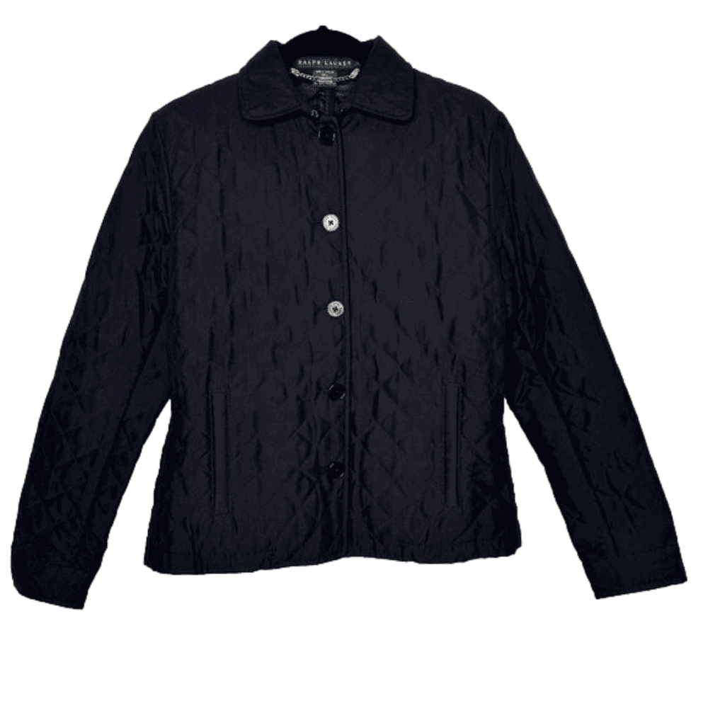 Ralph Lauren Classic Preppy Equestrian Black Quilted Jacket Size S