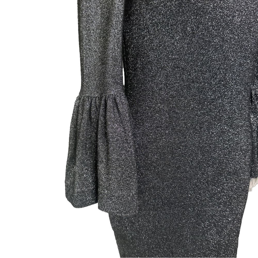 Ted BAKER Hanneh Silver Dress Bell Sleeve Sparkle Cocktail Party Size 2 (US 4/6) - Thumbnail 3