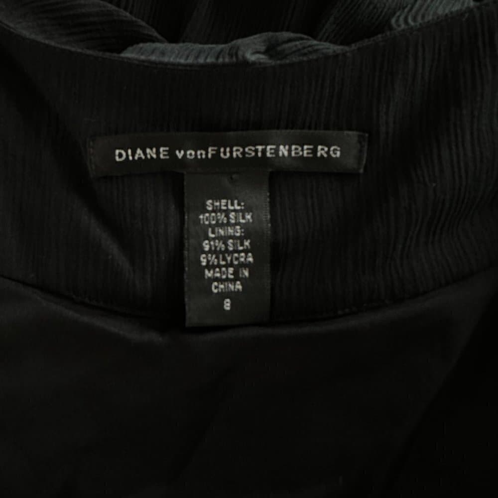 Diane von Furstenberg DVF 100% Silk Chiffon Black Scoop Neck Sleeveless Dress 8 - Thumbnail 7