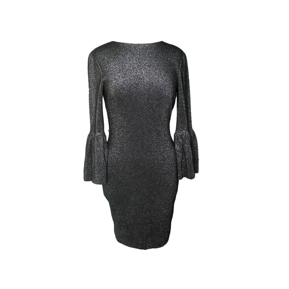 Ted BAKER Hanneh Silver Dress Bell Sleeve Sparkle Cocktail Party Size 2 (US 4/6) - Thumbnail 2