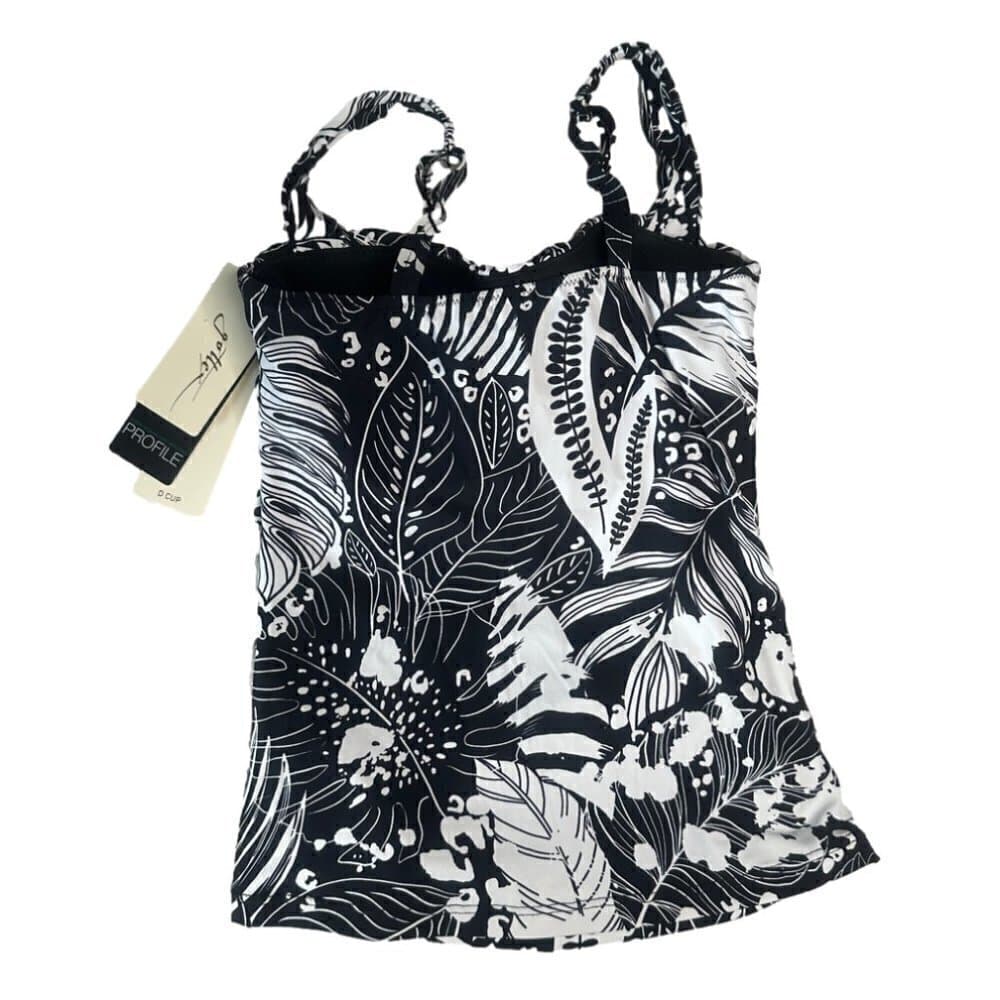 GOTTEX Black & White Tropical Print Tankini Size 32D - Thumbnail 2