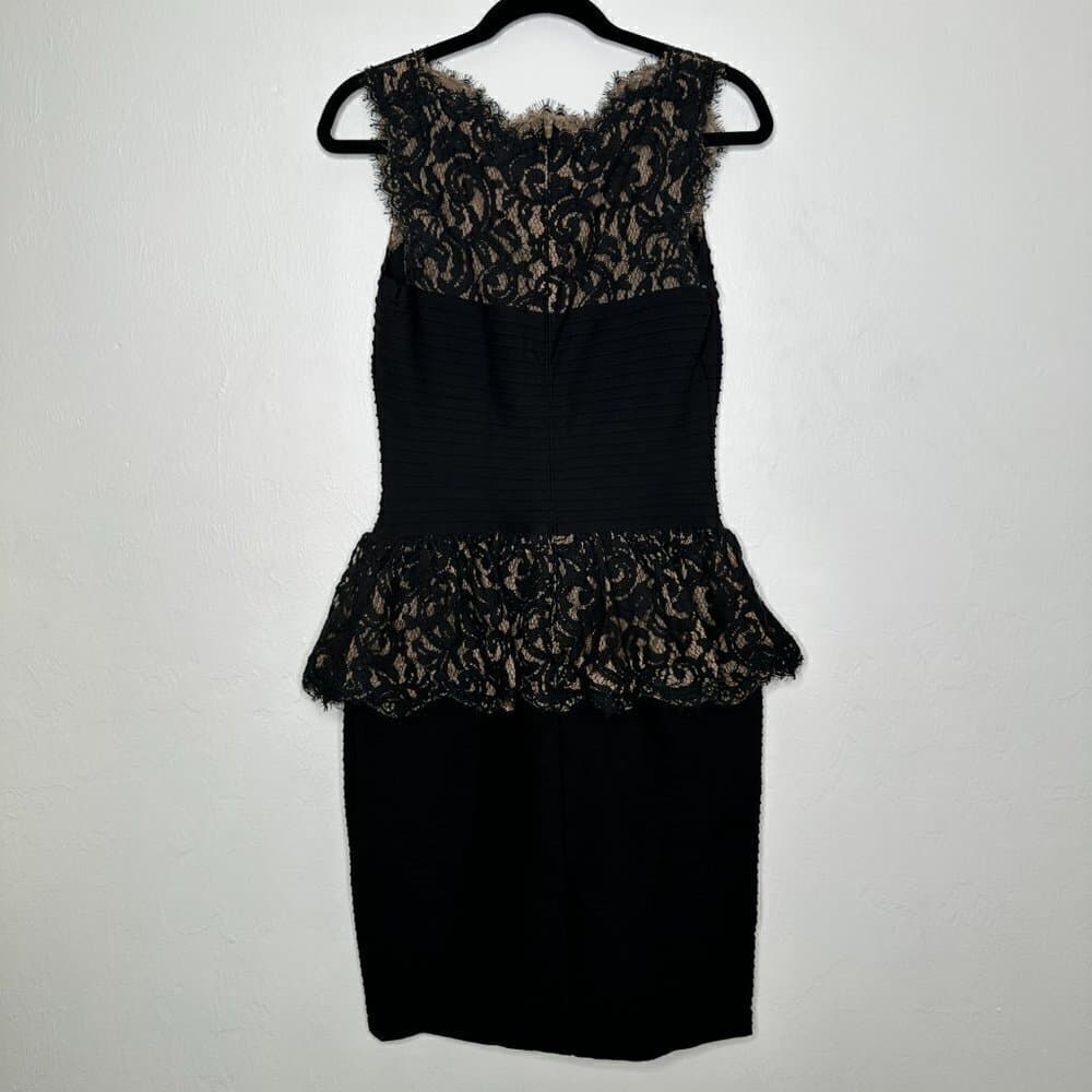 Tadashi Shoji Lace & Jersey Peplum Black Sleeveless Dress Size S - Thumbnail 5