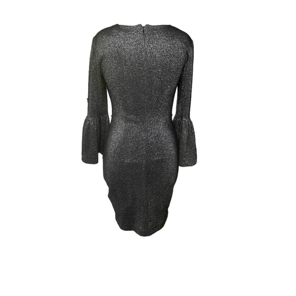 Ted BAKER Hanneh Silver Dress Bell Sleeve Sparkle Cocktail Party Size 2 (US 4/6) - Thumbnail 4