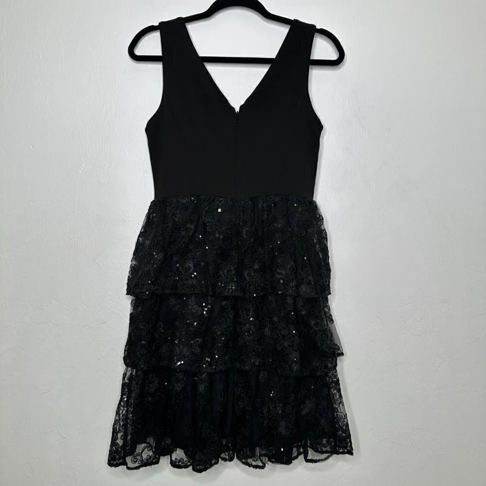 Julia Jordan Black Lace Fit Flare Evening Cocktail Dress Size 2 - Thumbnail 8