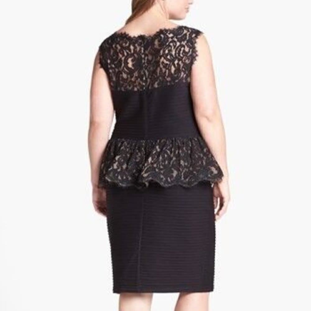 Tadashi Shoji Lace & Jersey Peplum Black Sleeveless Dress Size S - Thumbnail 2