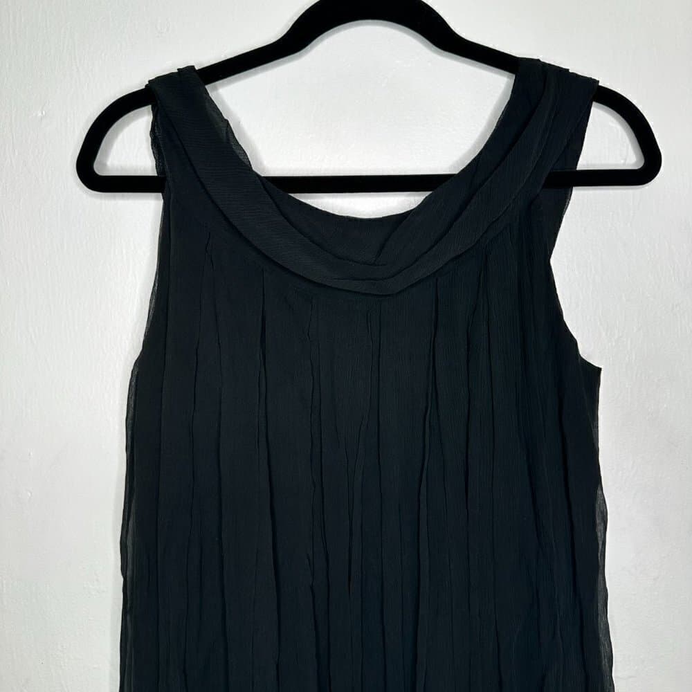 Diane von Furstenberg DVF 100% Silk Chiffon Black Scoop Neck Sleeveless Dress 8 - Thumbnail 6