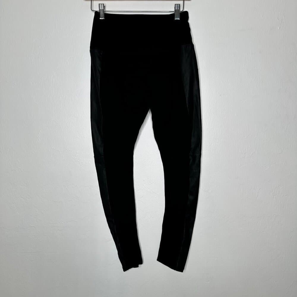 Lysse Black Leggings Faux leather Sides Size S - Thumbnail 4