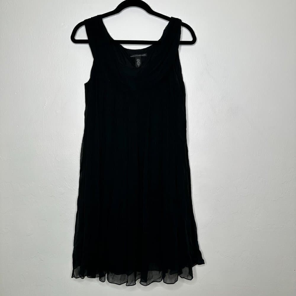 Diane von Furstenberg DVF 100% Silk Chiffon Black Scoop Neck Sleeveless Dress 8 - Thumbnail 2