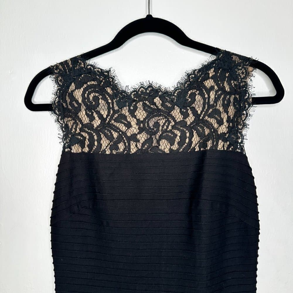 Tadashi Shoji Lace & Jersey Peplum Black Sleeveless Dress Size S - Thumbnail 3