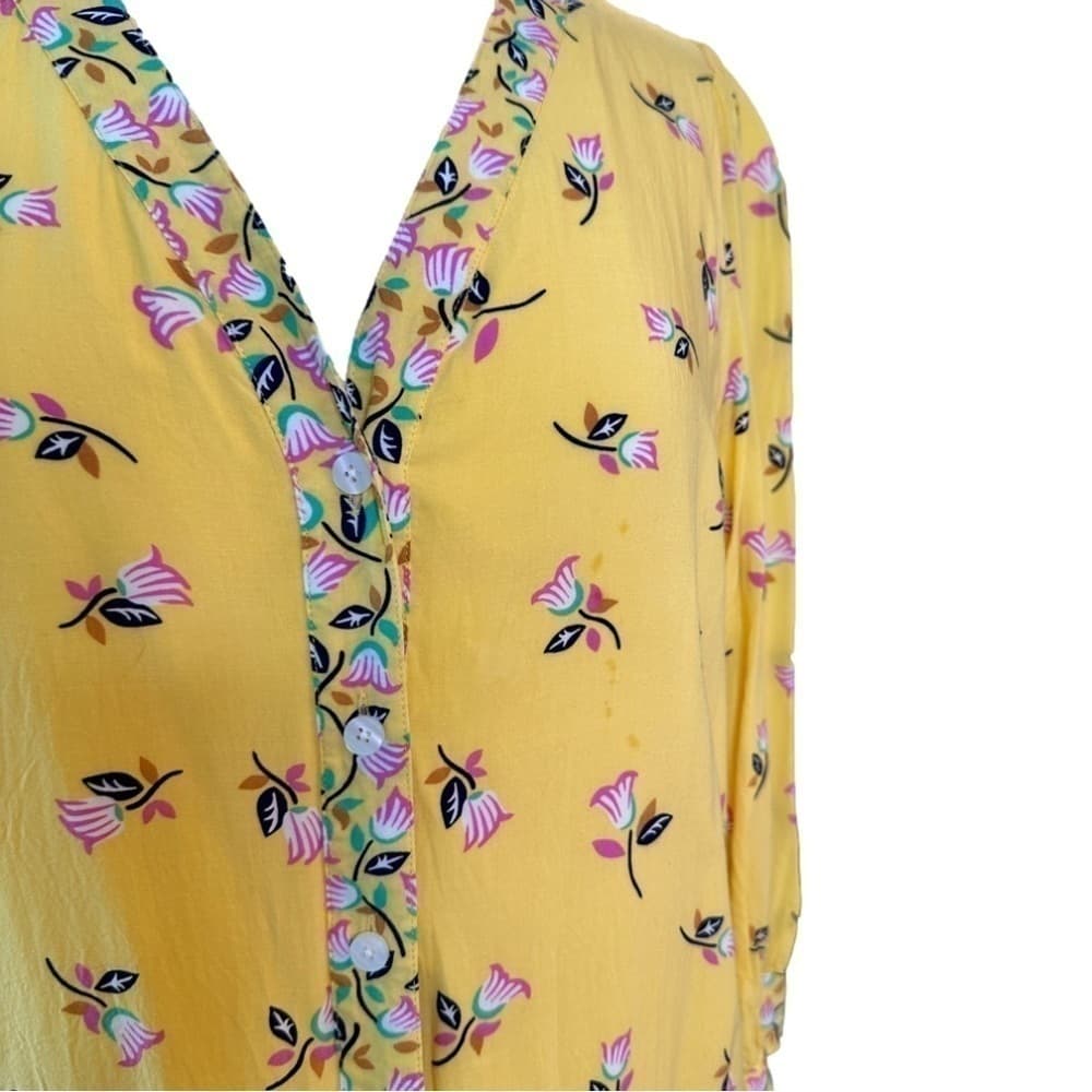 DRAPER James Size M Yellow Floral Long Sleeve Button front Dress - Thumbnail 3
