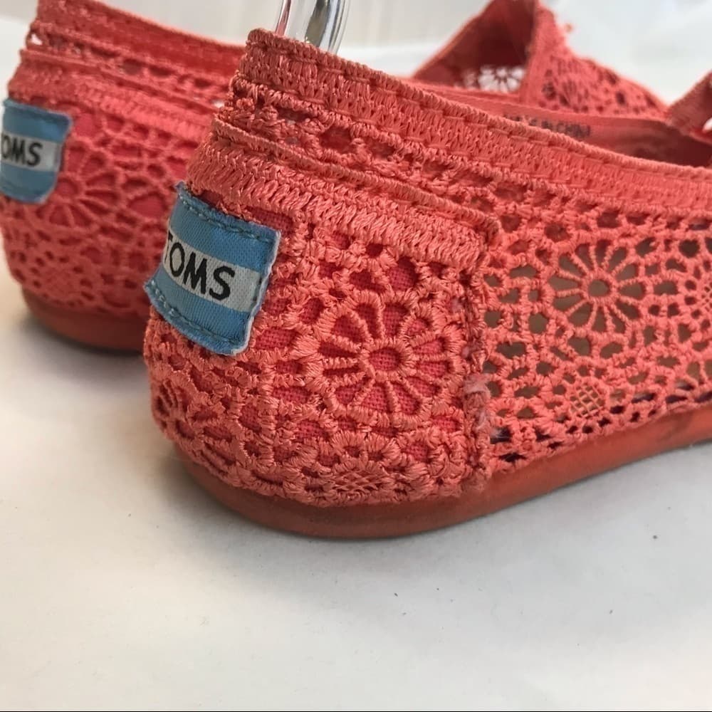 TOMS Orange Lace Crocheted Flats Size 6.5 - Thumbnail 7