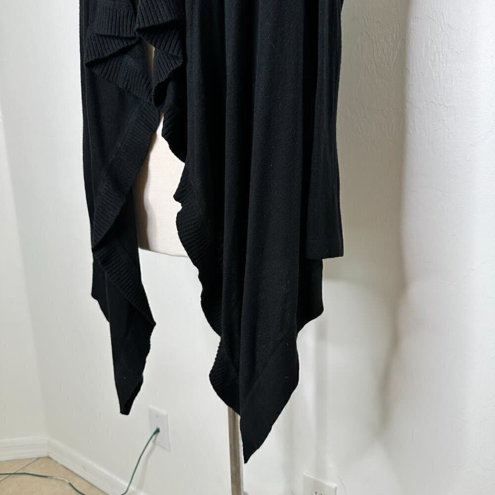 Lululemon Womens Ribbed Sleeve Thin Knit Waterfall Cardigan Sweater Black - Thumbnail 3