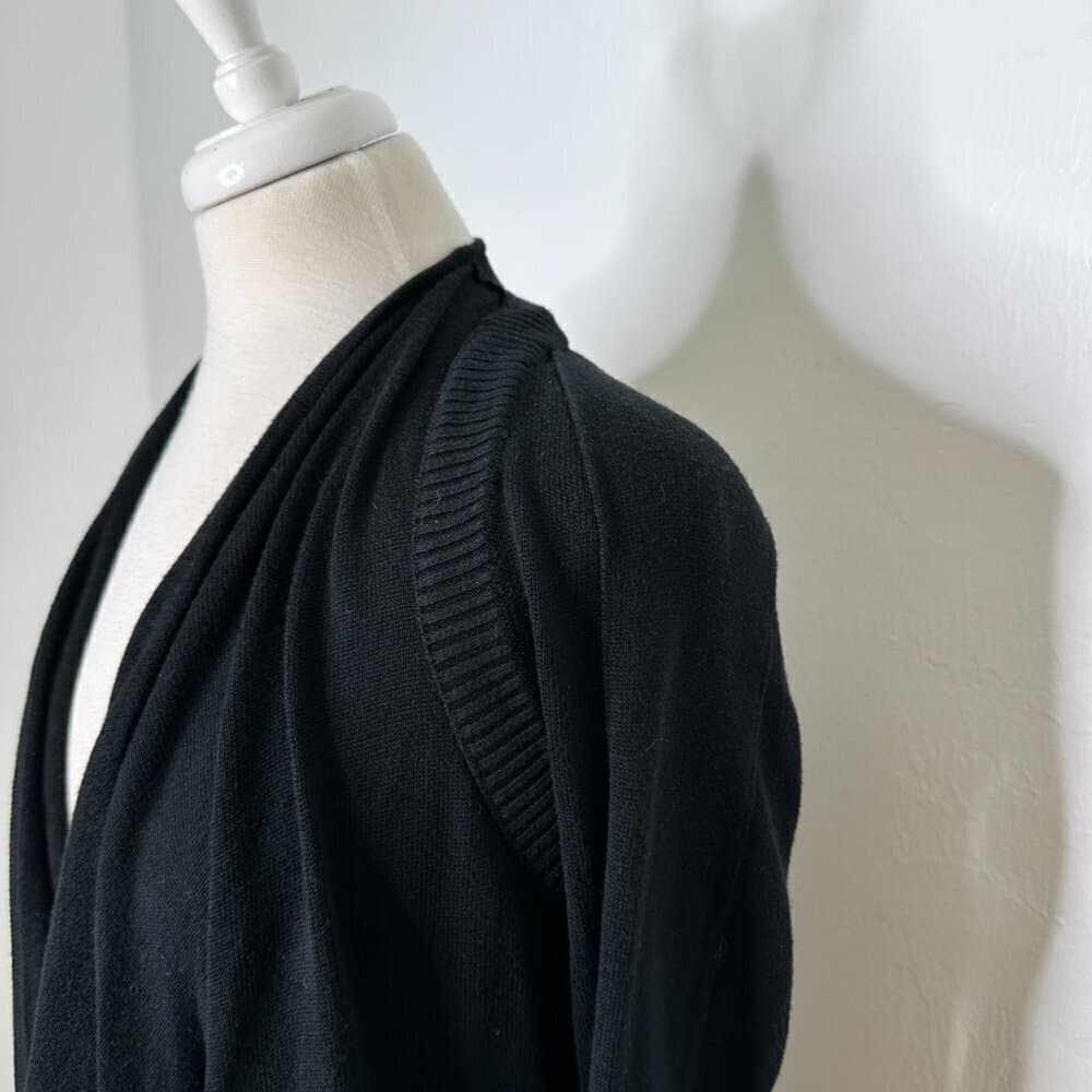 Lululemon Womens Ribbed Sleeve Thin Knit Waterfall Cardigan Sweater Black - Thumbnail 4