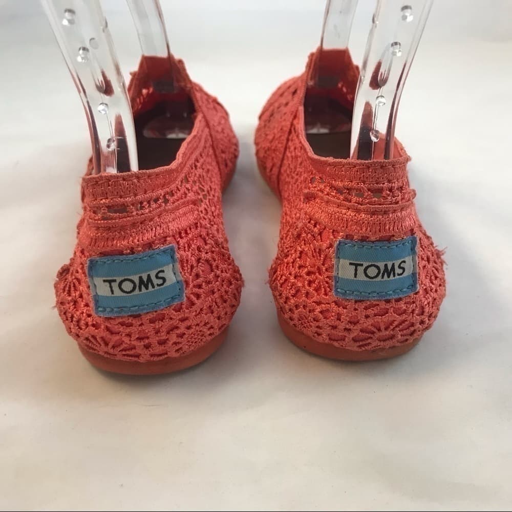TOMS Orange Lace Crocheted Flats Size 6.5 - Thumbnail 5