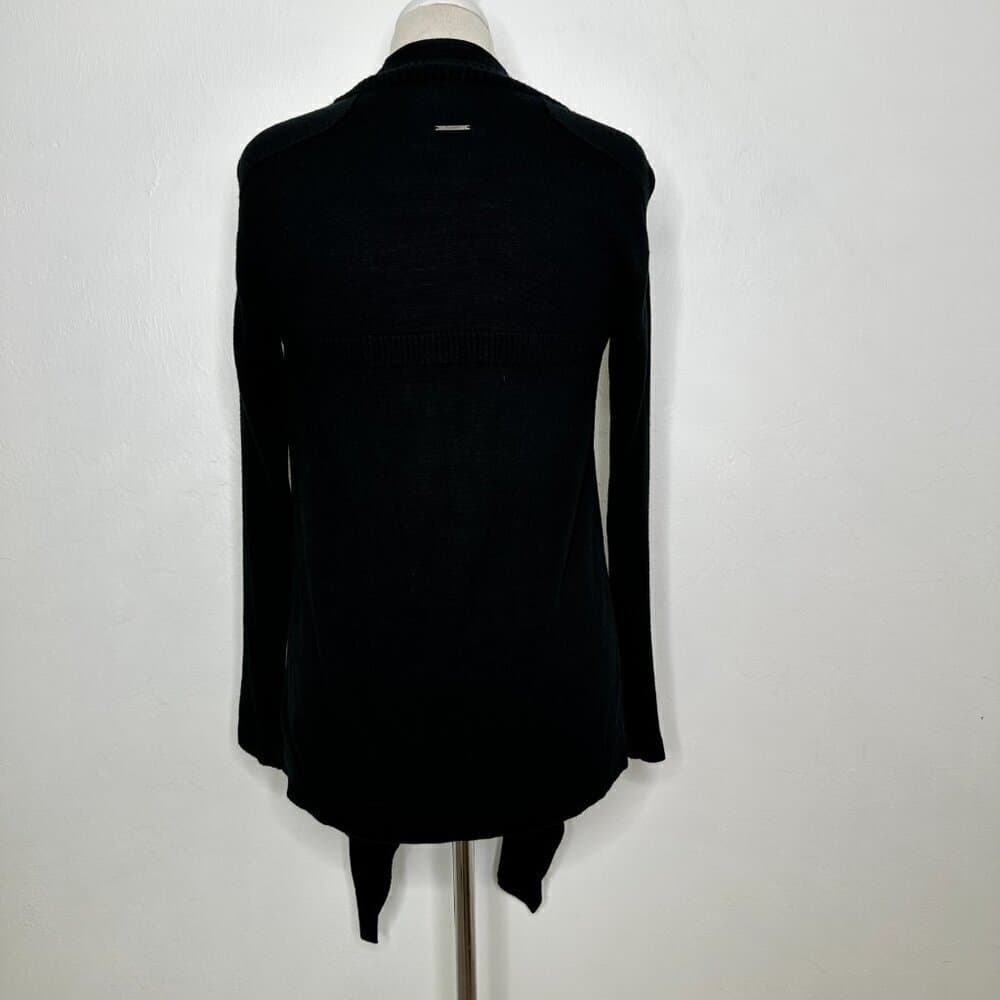 Lululemon Womens Ribbed Sleeve Thin Knit Waterfall Cardigan Sweater Black - Thumbnail 6