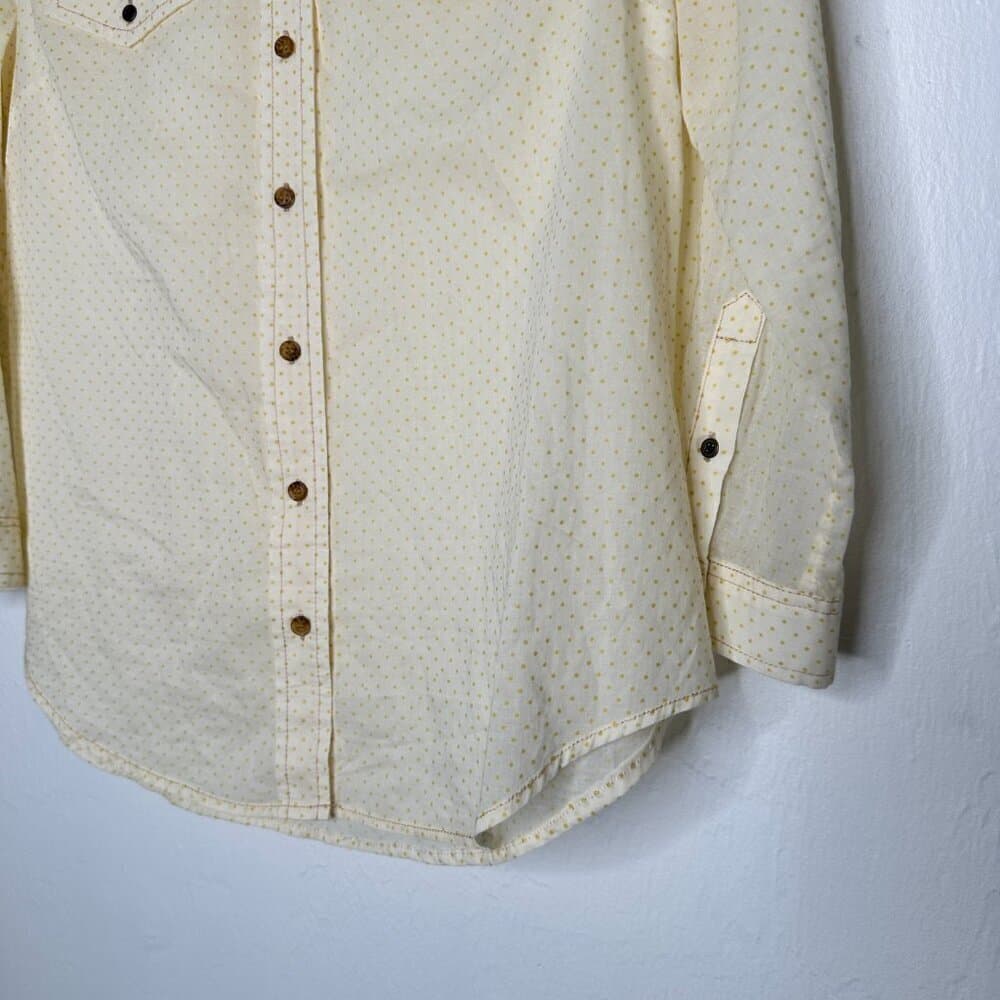 Maeve Anthropologie Shirt Button Up Yellow Textured Polka Dot Long Sleeve Size 6 - Thumbnail 3