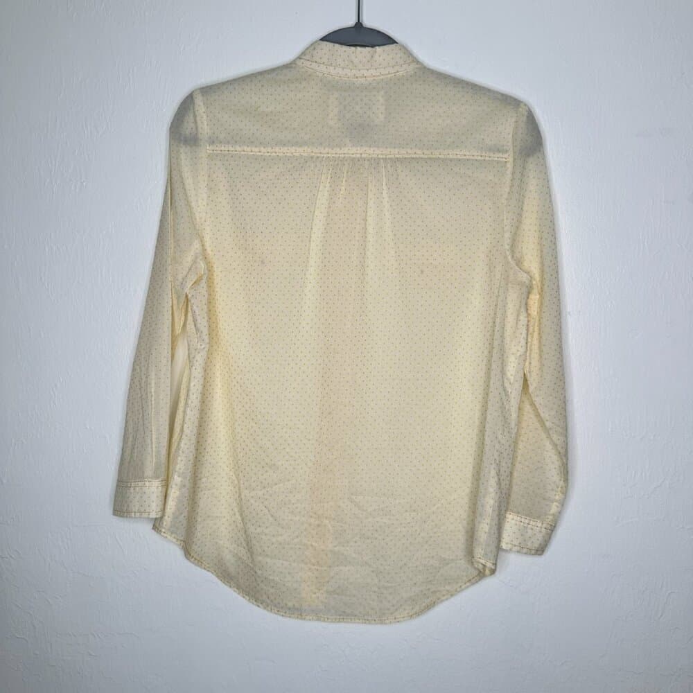 Maeve Anthropologie Shirt Button Up Yellow Textured Polka Dot Long Sleeve Size 6 - Thumbnail 4