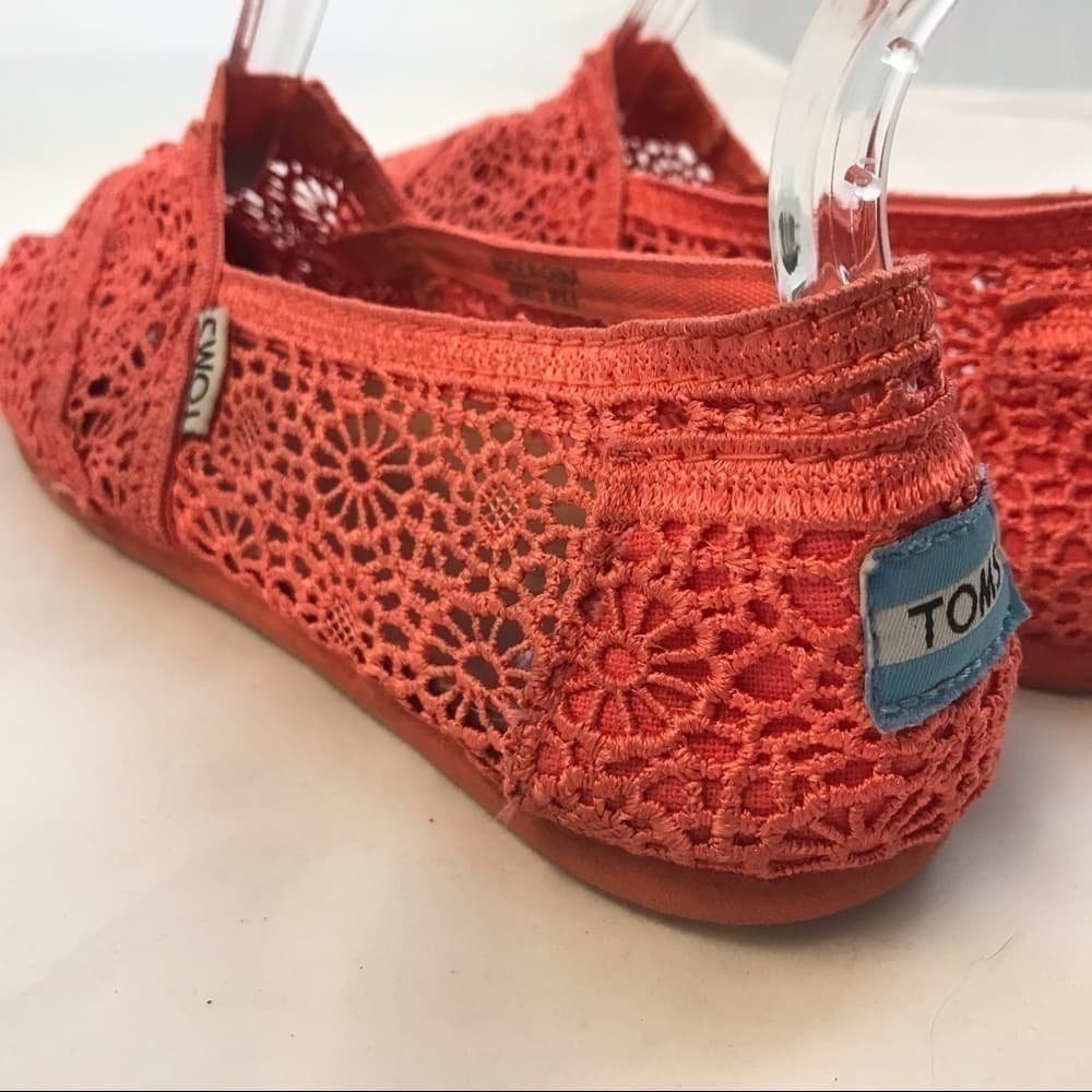 TOMS Orange Lace Crocheted Flats Size 6.5 - Thumbnail 6