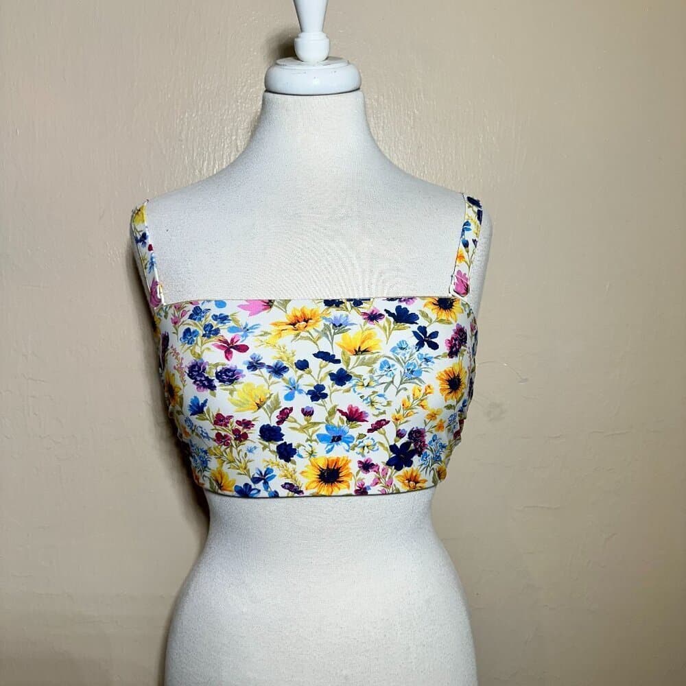 Old Navy Wildflowers Floral Printed Bandeau Swim Top Removable Straps NWOT - Thumbnail 3