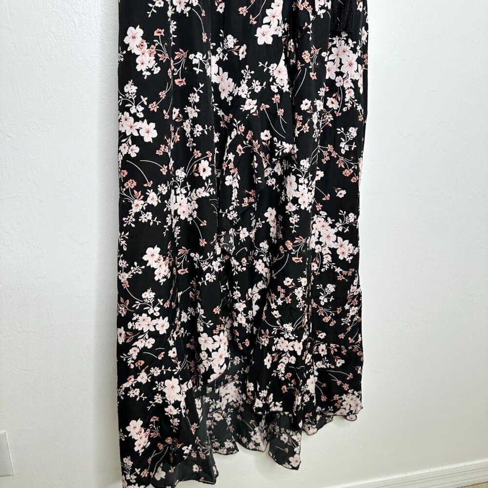 Hint of Blush Black Floral Ruffle High Low Maxi Dress Size 3X NEW - Thumbnail 7