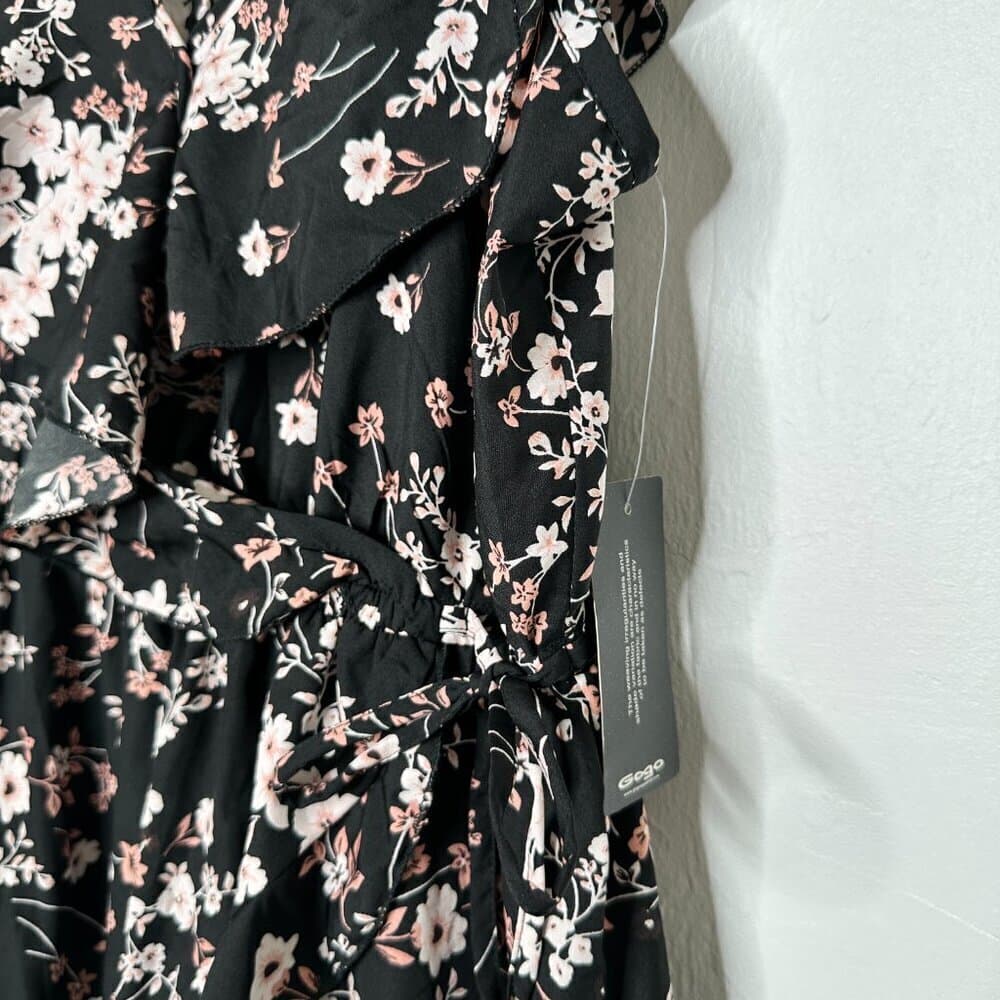 Hint of Blush Black Floral Ruffle High Low Maxi Dress Size 3X NEW - Thumbnail 6