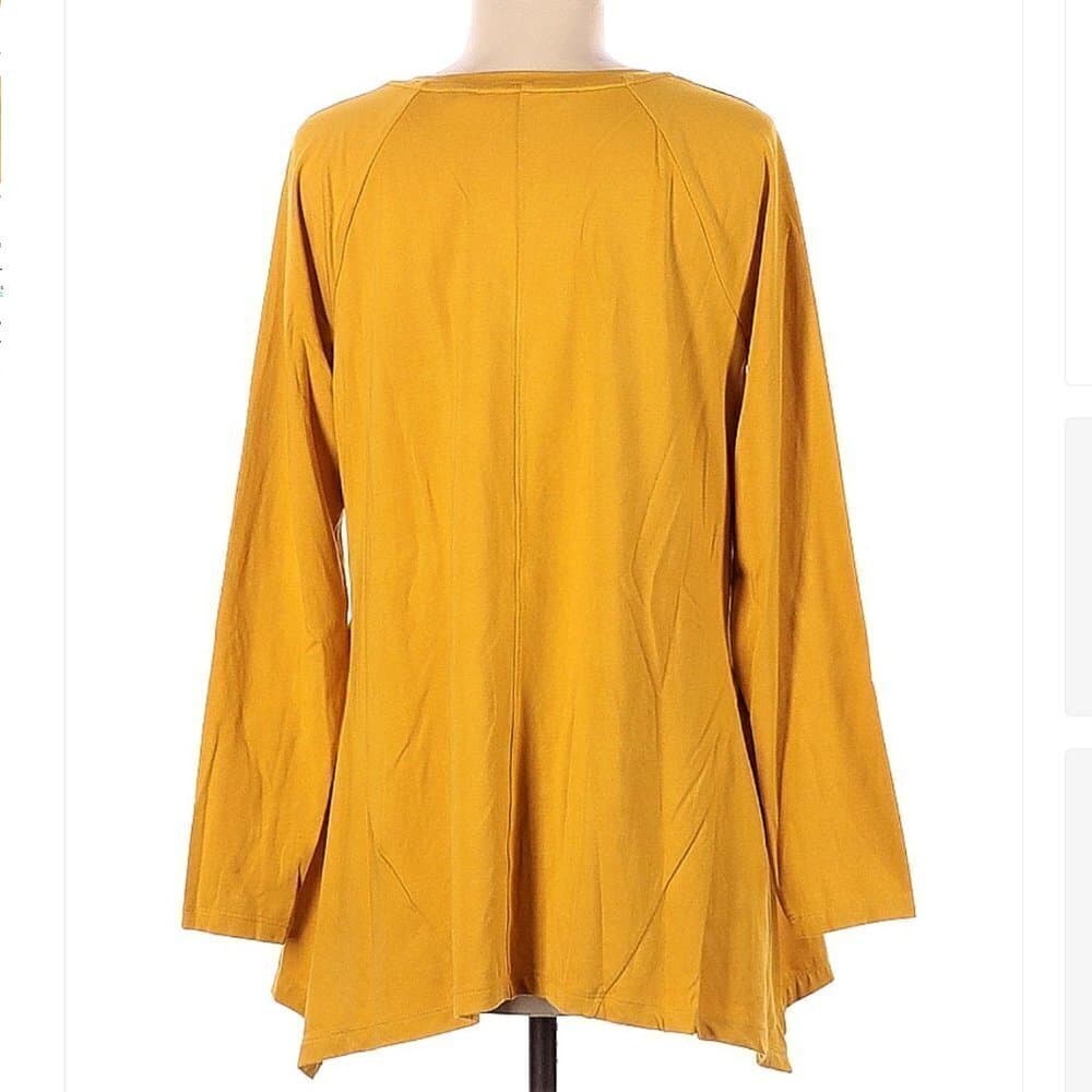 ISAAC Mizrahi LIVE! Yellow Gold Long Sleeve Top Size M - Thumbnail 2