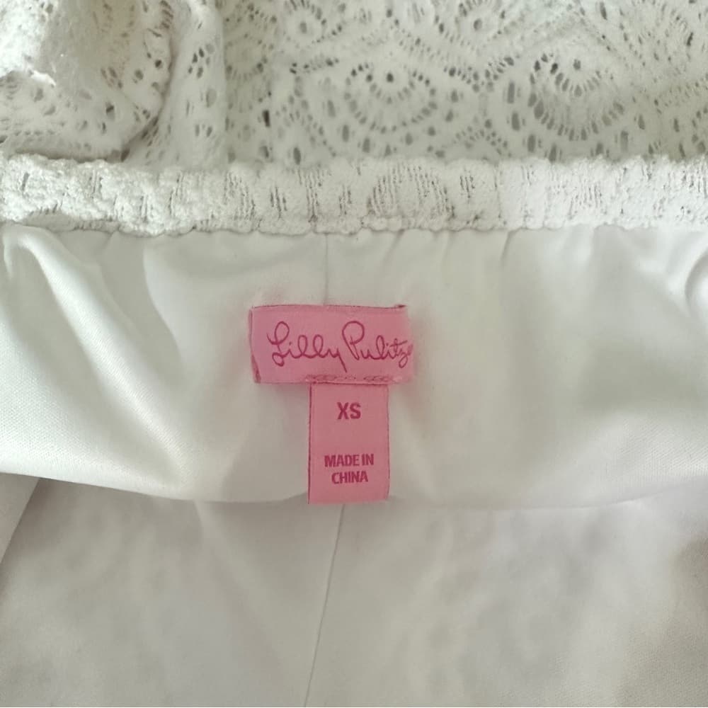 LILLY Pulitzer White On/Off Shoulder Crocheted Ruffle Dress Size XS - Thumbnail 3
