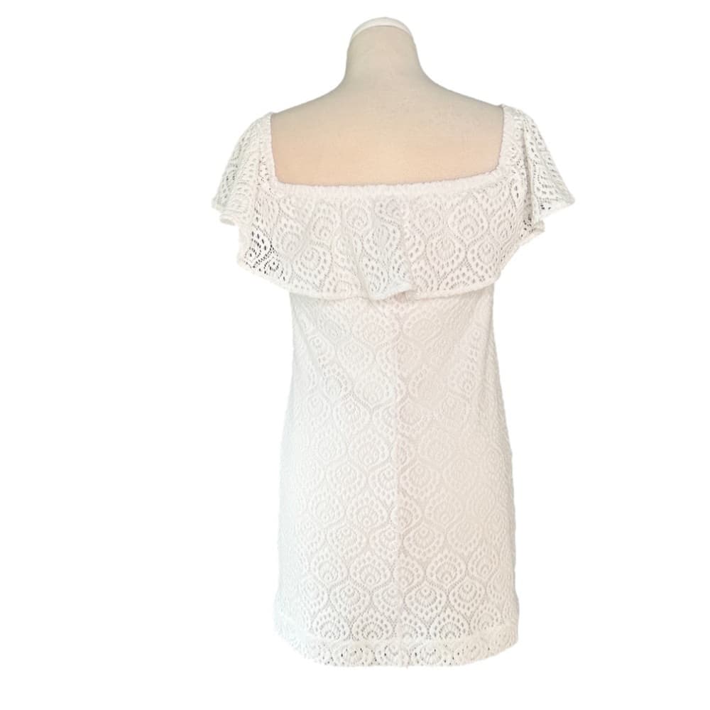 LILLY Pulitzer White On/Off Shoulder Crocheted Ruffle Dress Size XS - Thumbnail 4