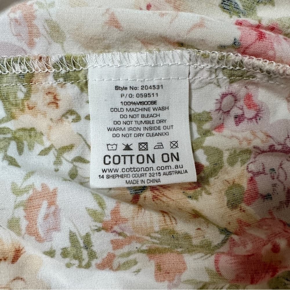 COTTON On Size M Dress Short Sleeve Romantic Floral Pattern Summer Preppy Beachy - Thumbnail 5