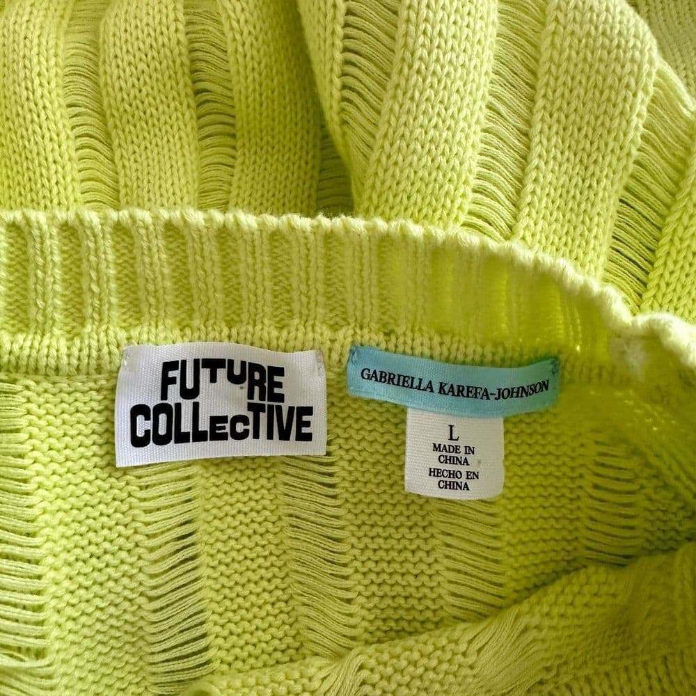 Future Collective W/ Gabriella Karefa-Johnson Slouchy Yellow Knit Sweater Size L - Thumbnail 9