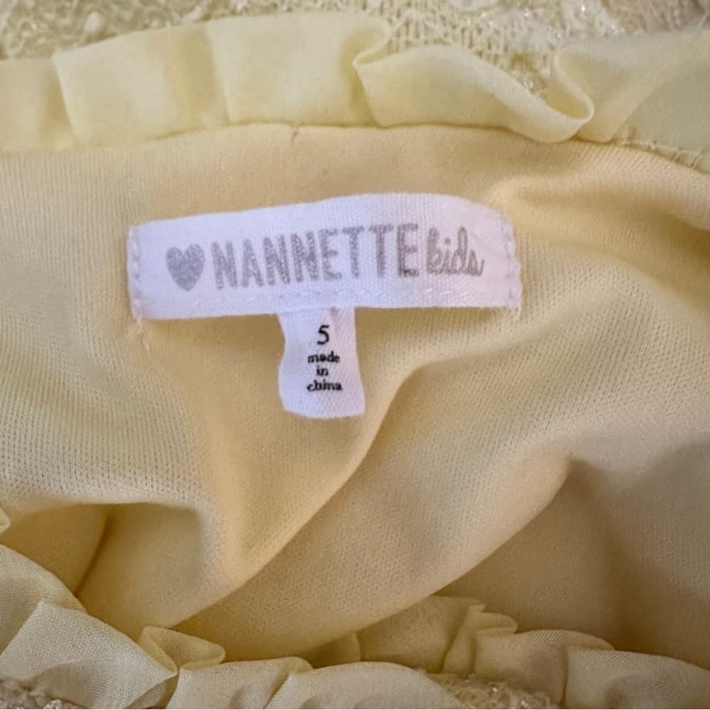 Nannette Baby Fancy Coat / Dress Baby Girl Yellow Rhinestone Buttons Size 5 - Thumbnail 5
