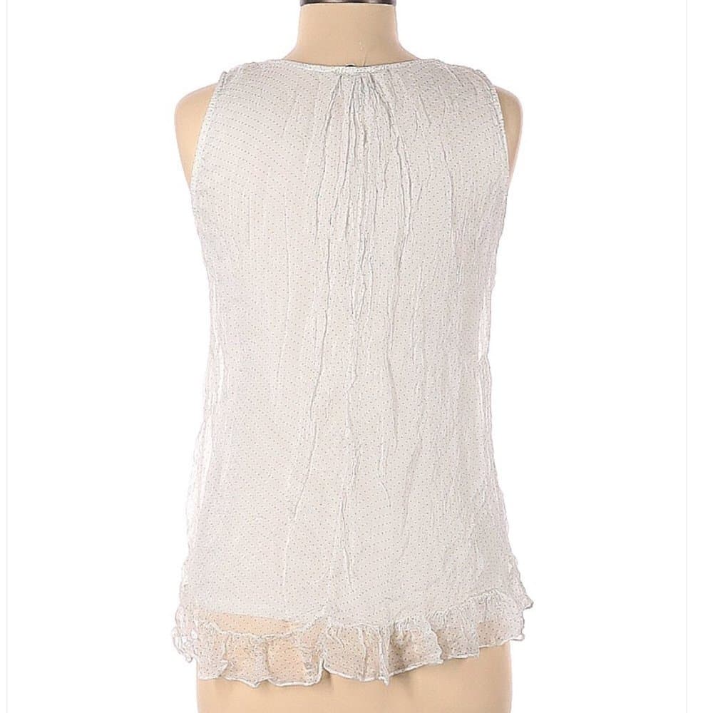 TENDENZE White with Tan Polka Dots Silk Sleeveless Silk Top Size L - Thumbnail 2