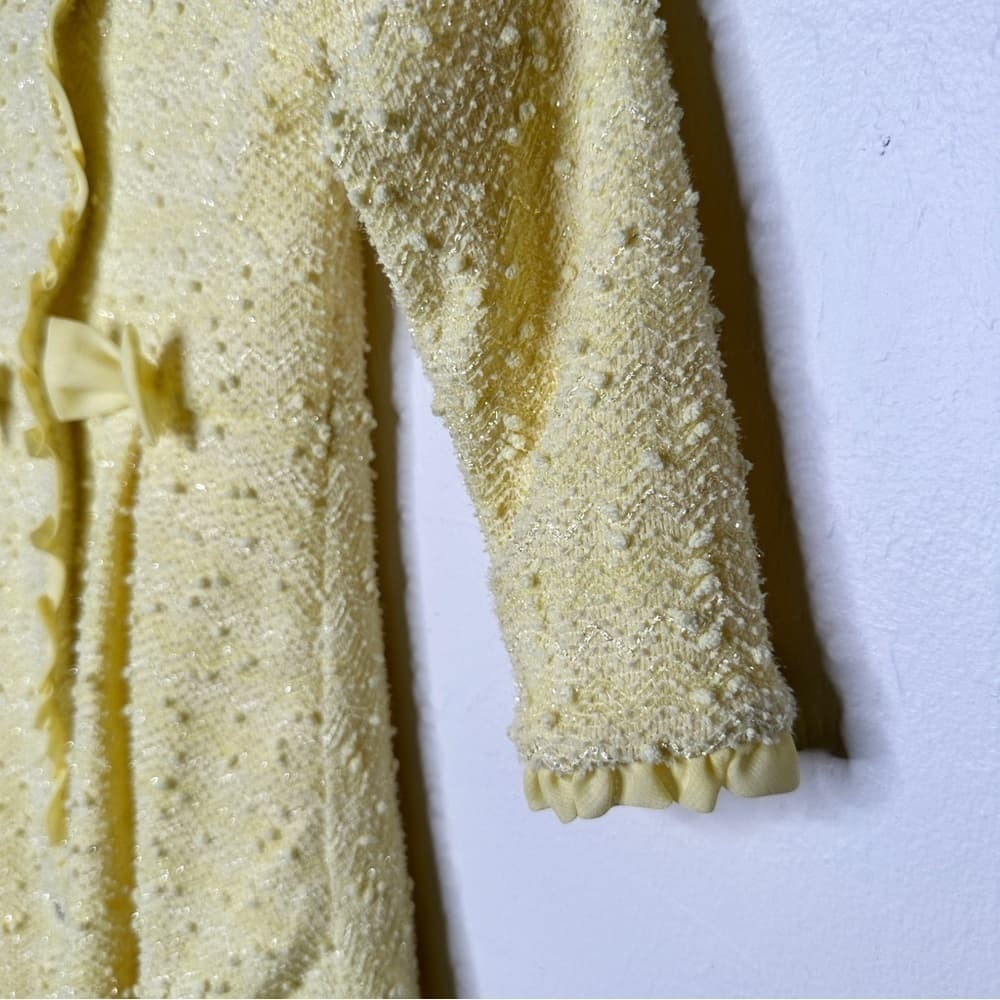 Nannette Baby Fancy Coat / Dress Baby Girl Yellow Rhinestone Buttons Size 5 - Thumbnail 3