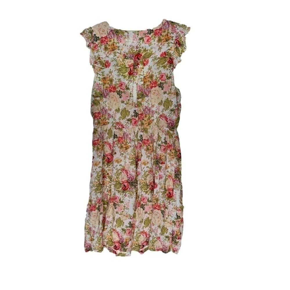 COTTON On Size M Dress Short Sleeve Romantic Floral Pattern Summer Preppy Beachy - Thumbnail 3