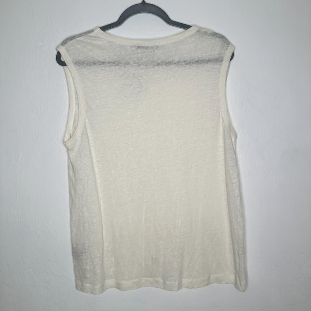 Contemporaine Par Si Mons White Linen Sleeveless Top Size L NEW - Thumbnail 3