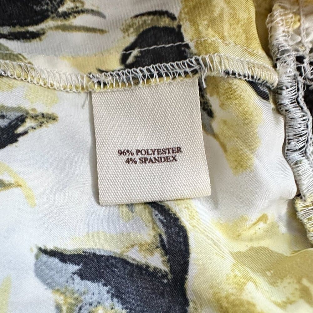 Rebecca Moses Silky Sleeveless Blouse Shirt Top Yellow Roses Beaded Neck Size L - Thumbnail 7