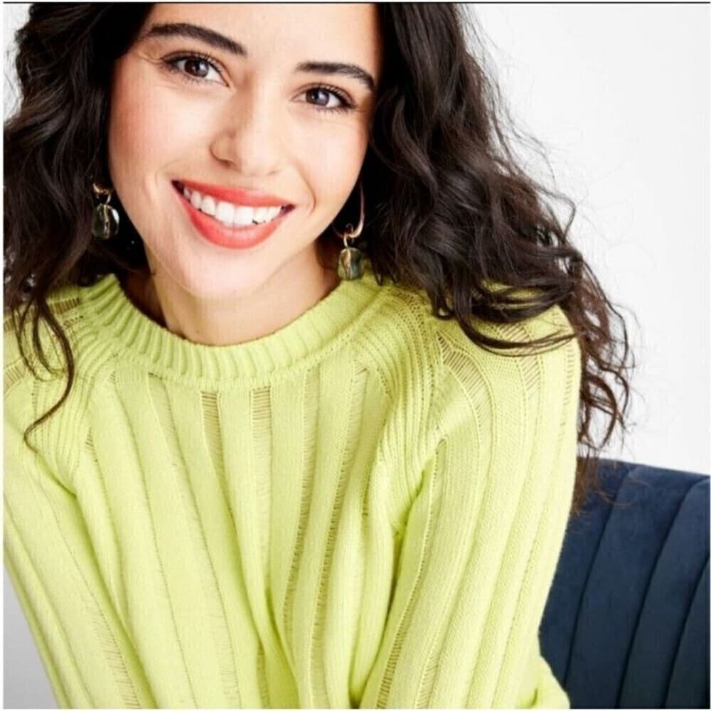 Future Collective W/ Gabriella Karefa-Johnson Slouchy Yellow Knit Sweater Size L - Thumbnail 4