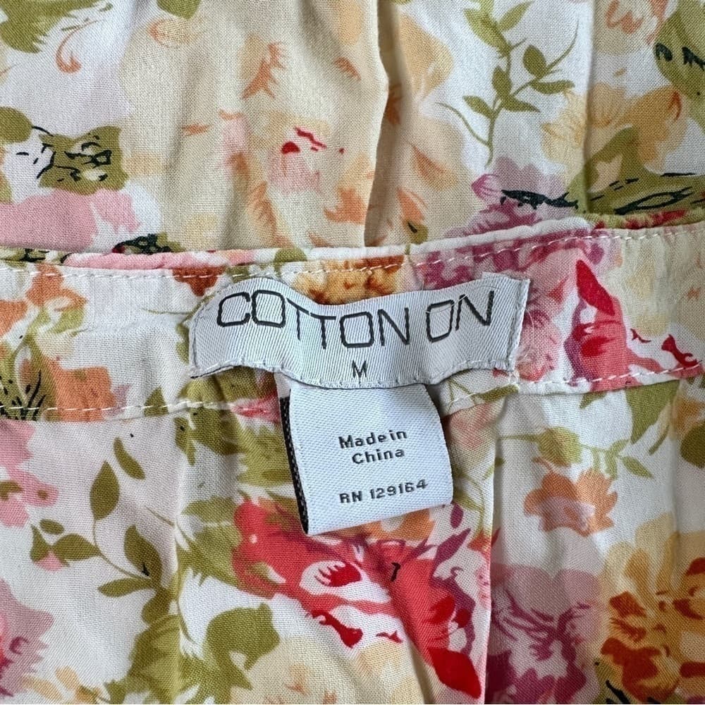 COTTON On Size M Dress Short Sleeve Romantic Floral Pattern Summer Preppy Beachy - Thumbnail 4